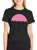 Pink Umbrella Graphic Tee - Stylish Cotton T-Shirt