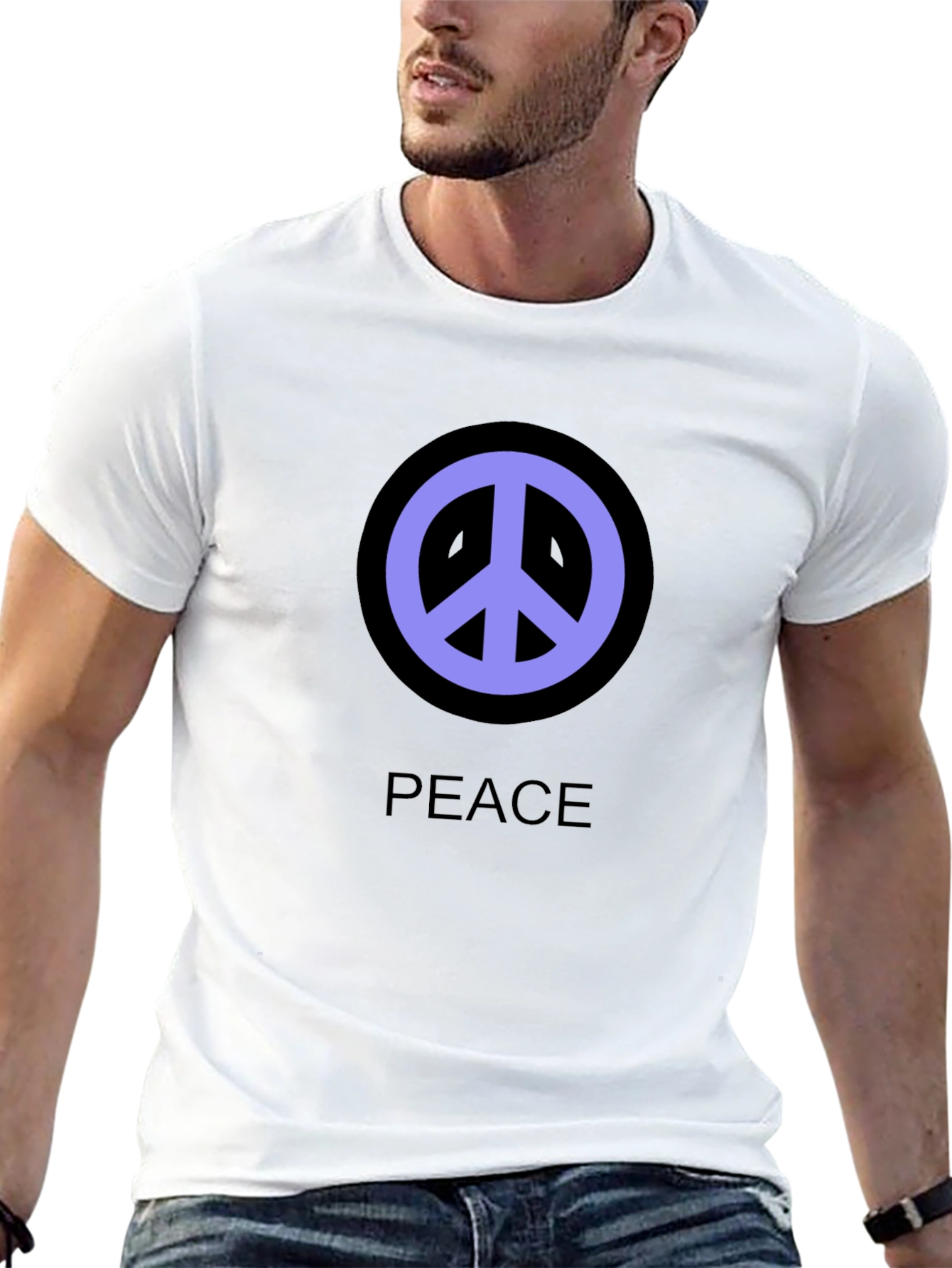 Peace Symbol T-Shirt - Black Cotton Casual Tee