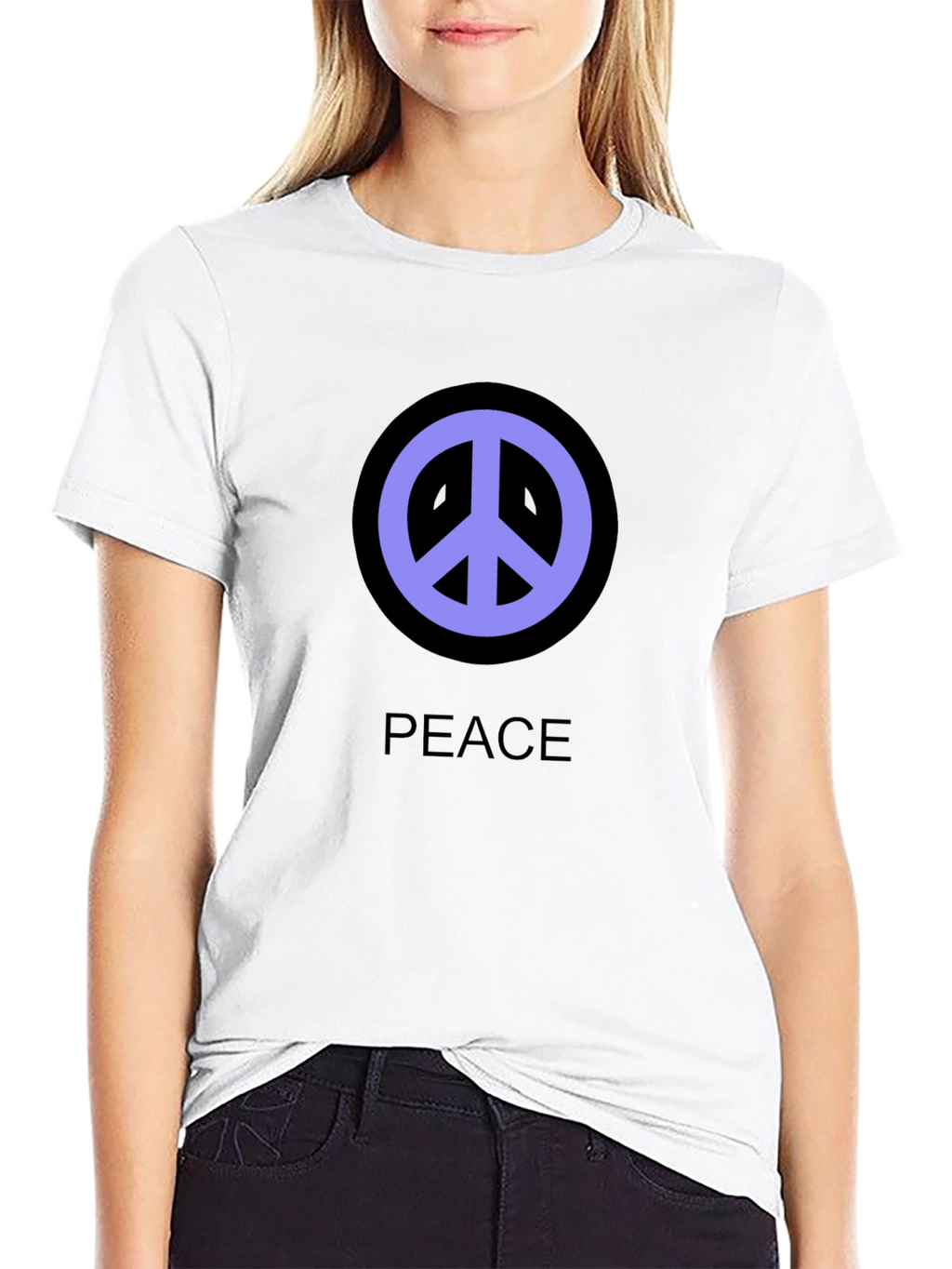 Peace Symbol T-Shirt - Black Cotton Casual Tee