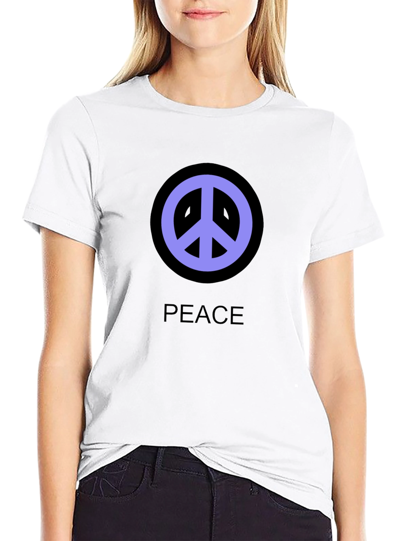 Peace Symbol T-Shirt - Black Cotton Casual Tee