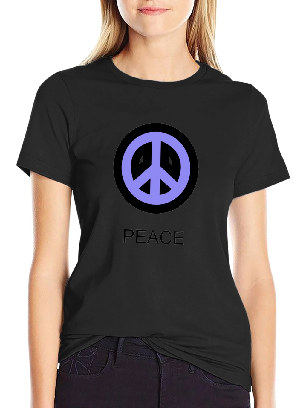 Peace Symbol T-Shirt - Black Cotton Casual Tee