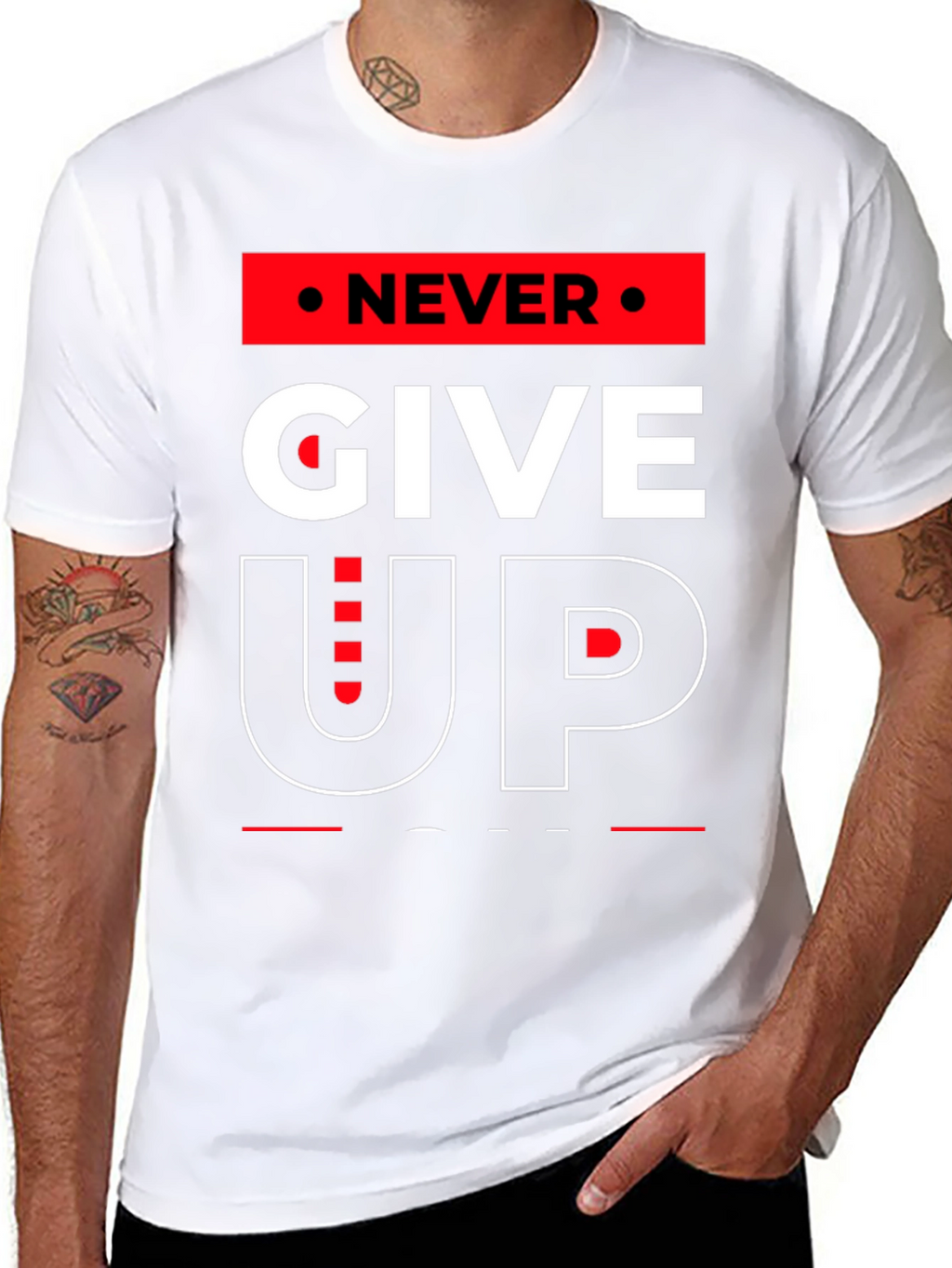 Never Give Up Graphic T-Shirt - Motivational Design
