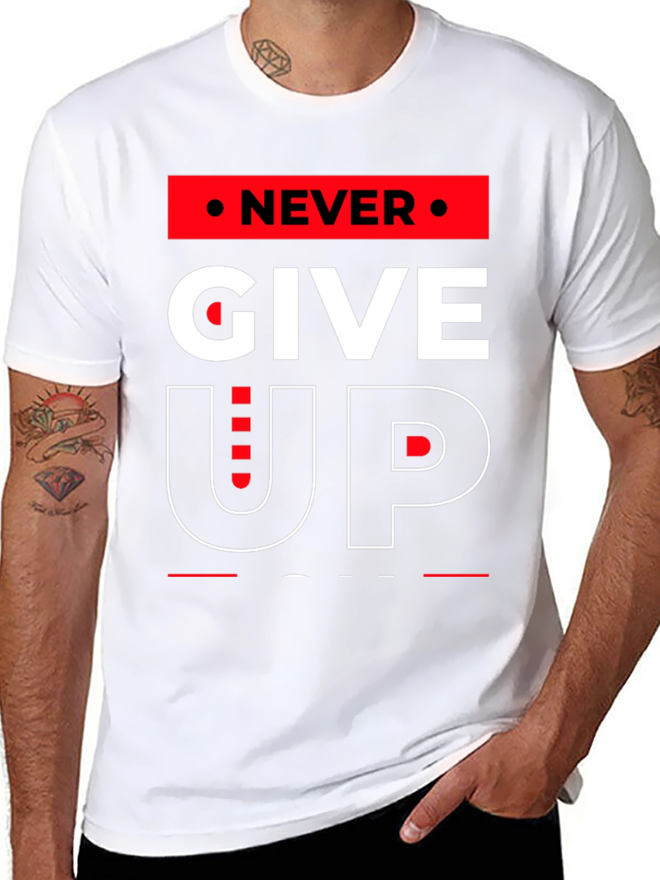 Never Give Up Graphic T-Shirt - Motivational Design