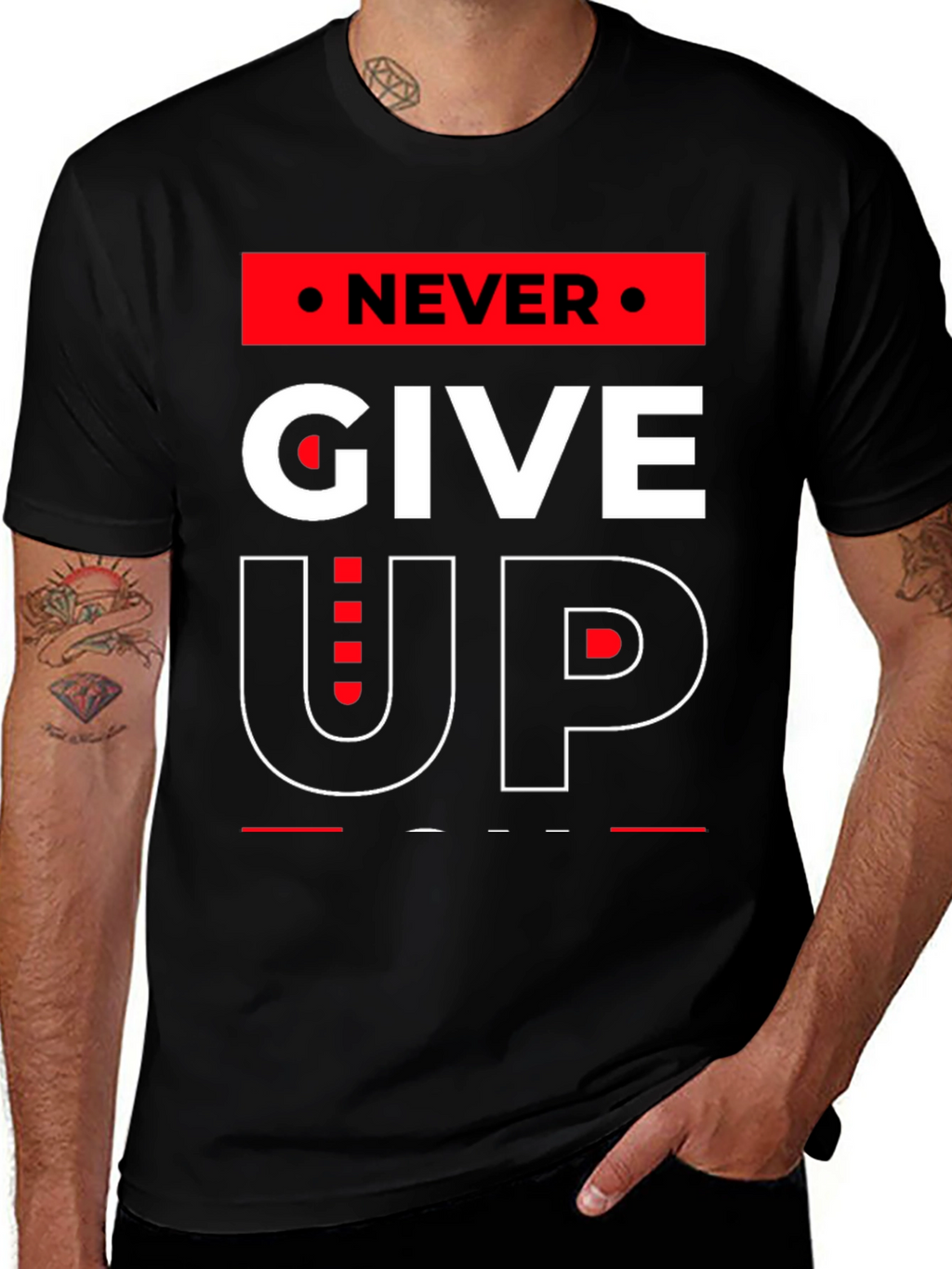Never Give Up Graphic T-Shirt - Motivational Design