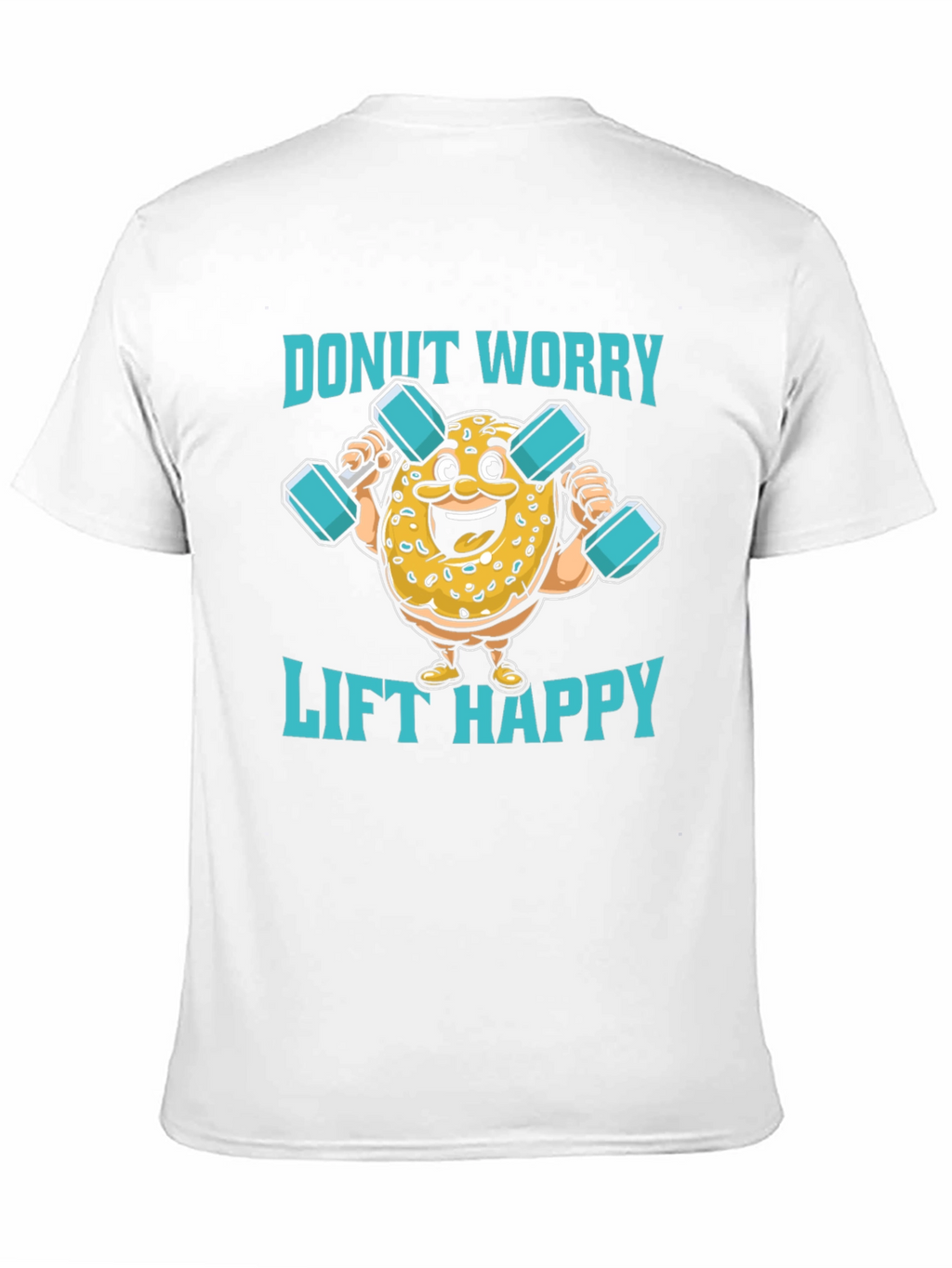 Donut Worry Lift Happy Black Graphic T-Shirt