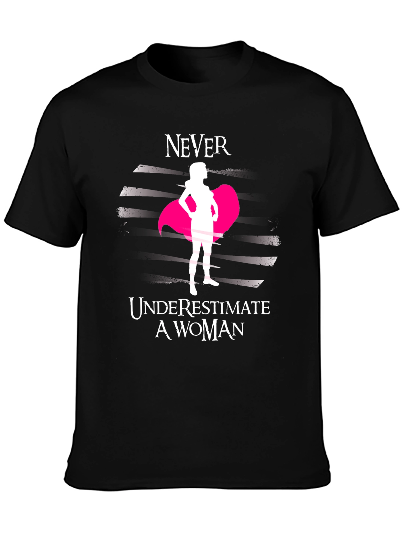 Never Underestimate a Woman Black Tee