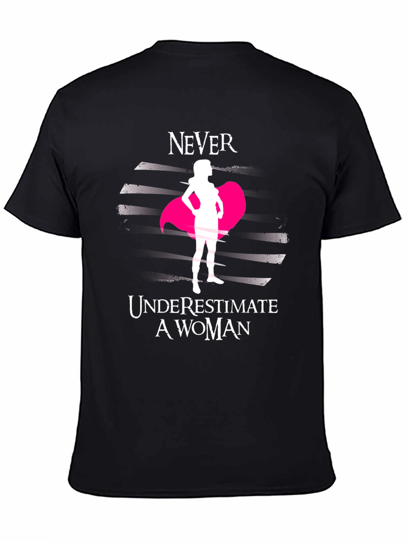 Never Underestimate a Woman Black Tee