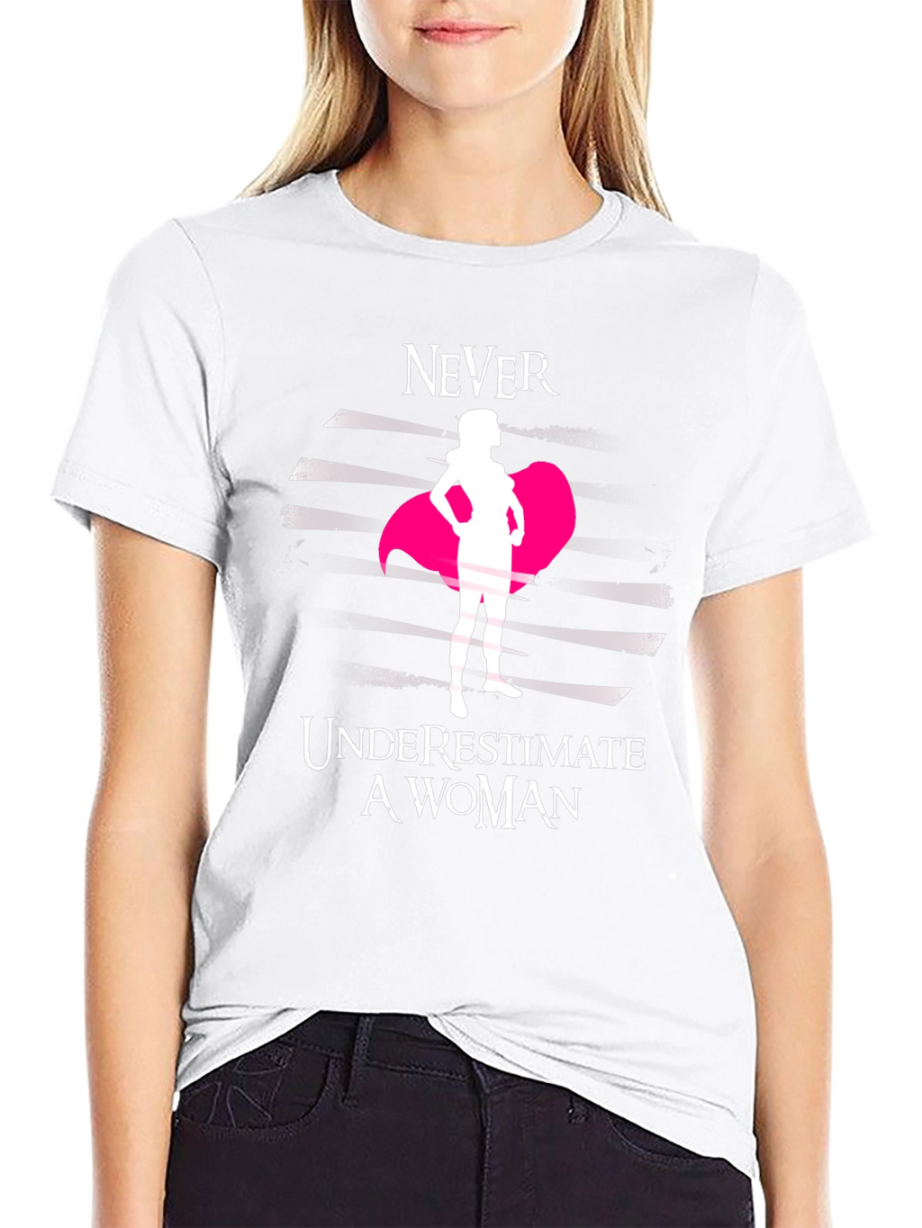 Never Underestimate a Woman Black Tee