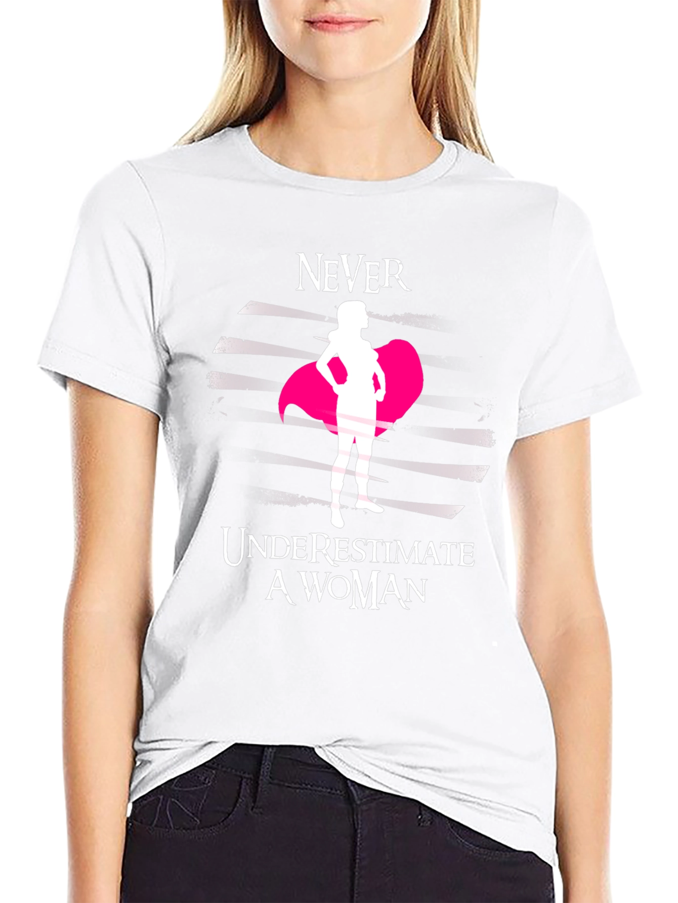Never Underestimate a Woman Black Tee