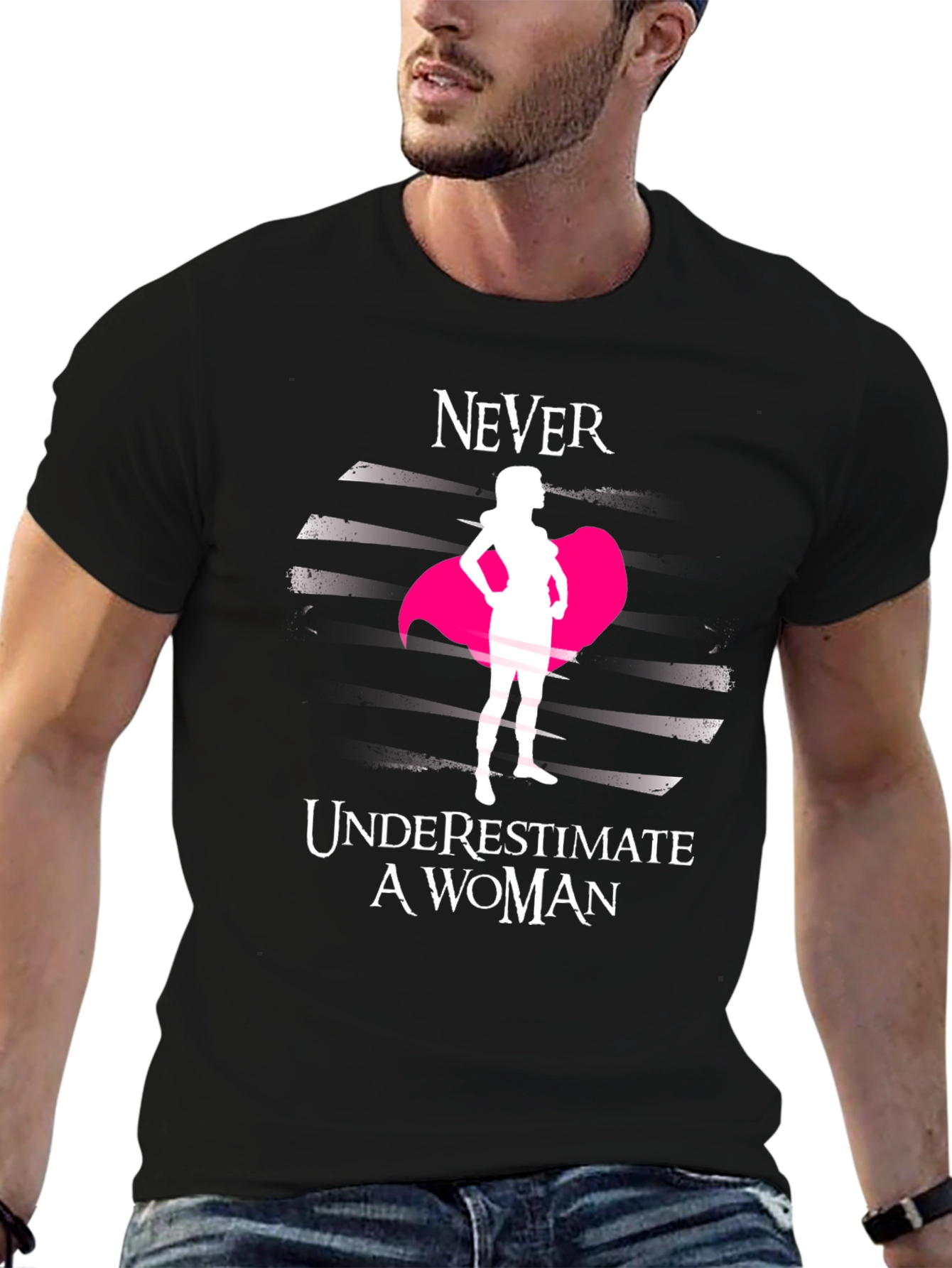 Never Underestimate a Woman Black Tee