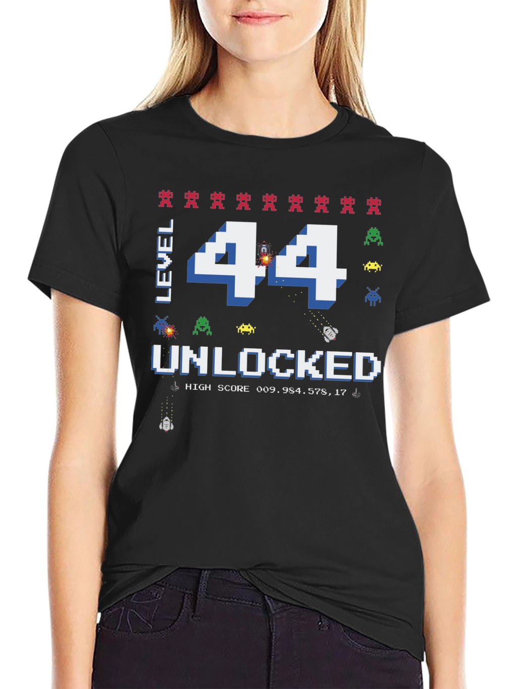 Level 44 Unlocked Graphic T-Shirt - Gamer Birthday Tee