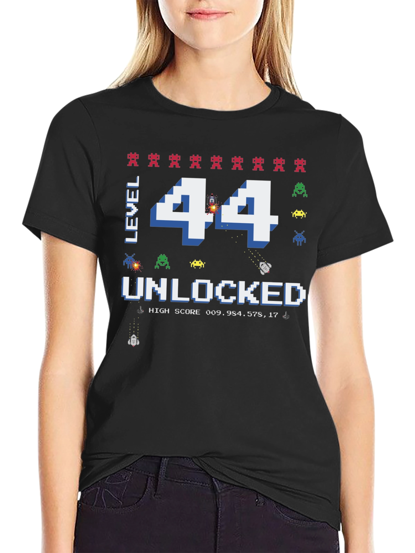 Level 44 Unlocked Graphic T-Shirt - Gamer Birthday Tee
