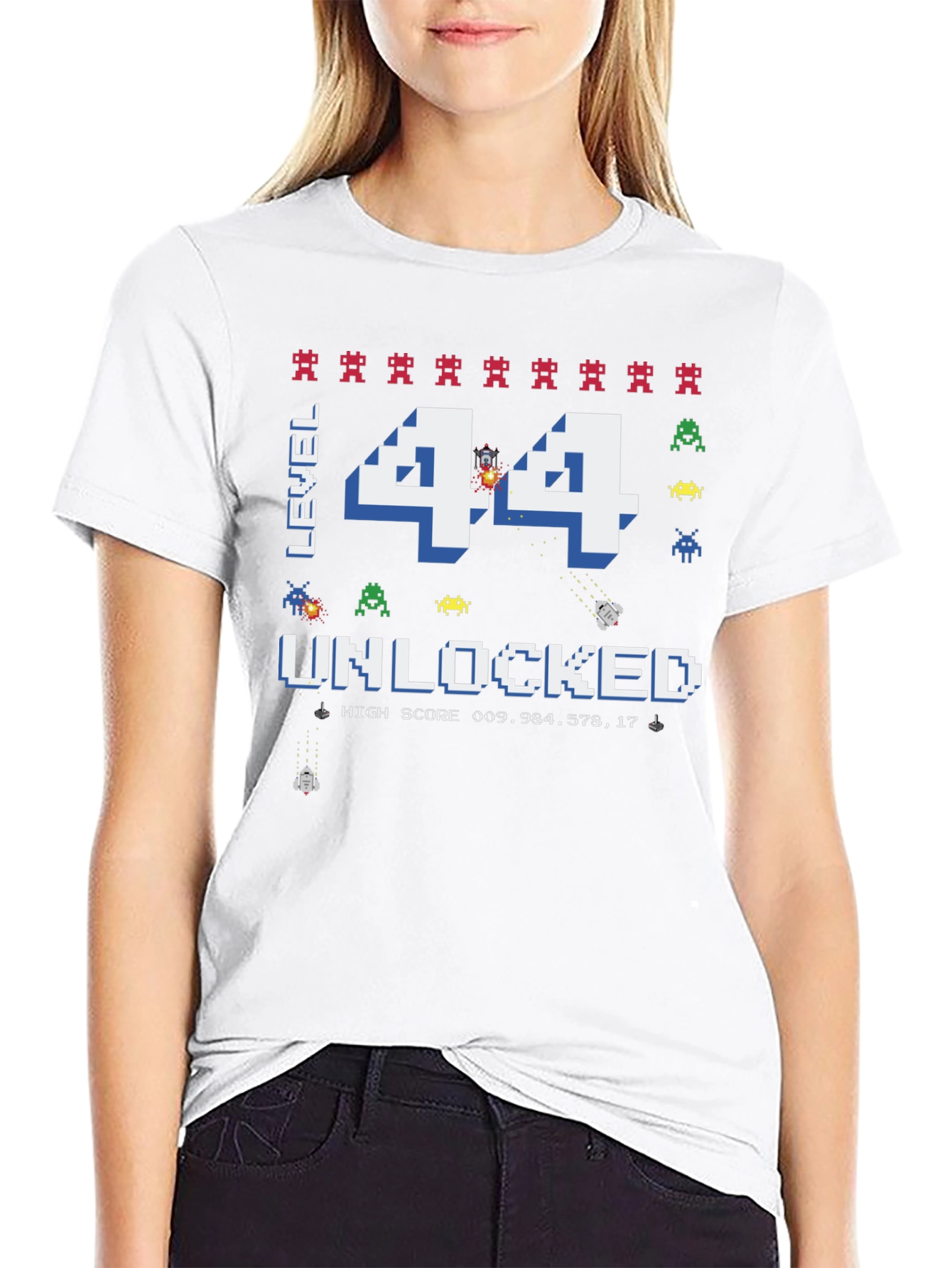 Level 44 Unlocked Graphic T-Shirt - Gamer Birthday Tee