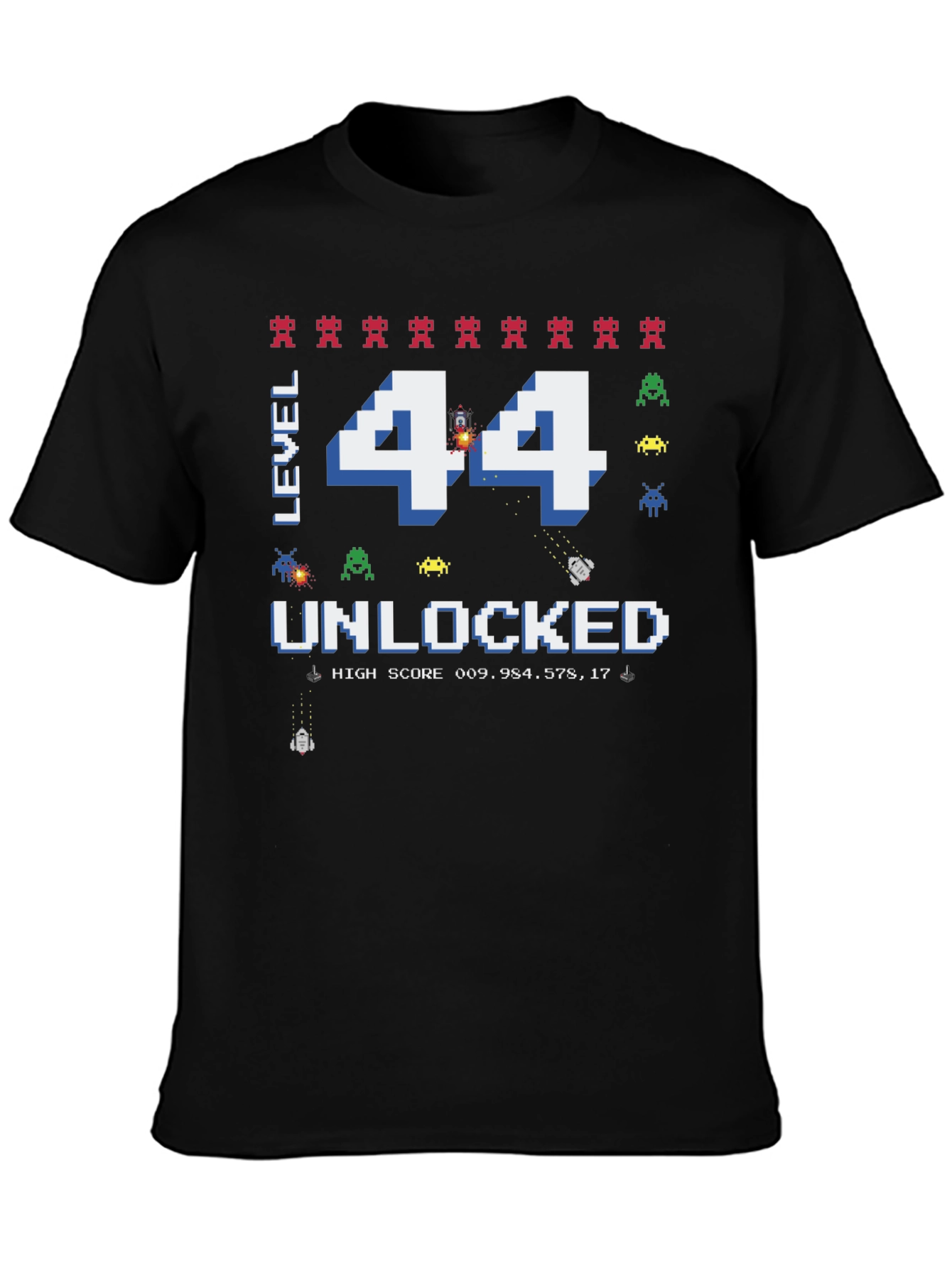 Level 44 Unlocked Graphic T-Shirt - Gamer Birthday Tee