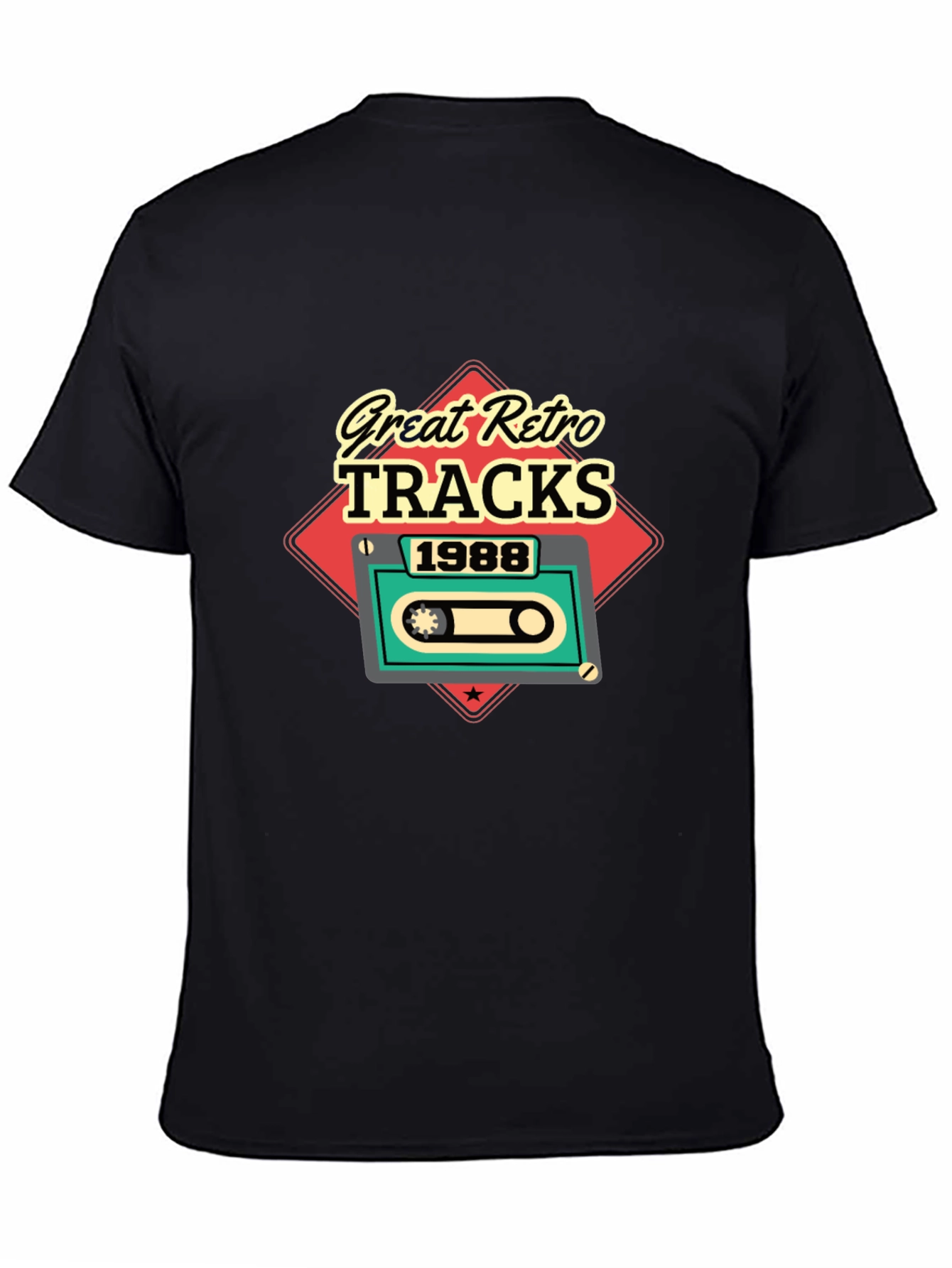 Retro Tracks 1988 Black Graphic T-Shirt