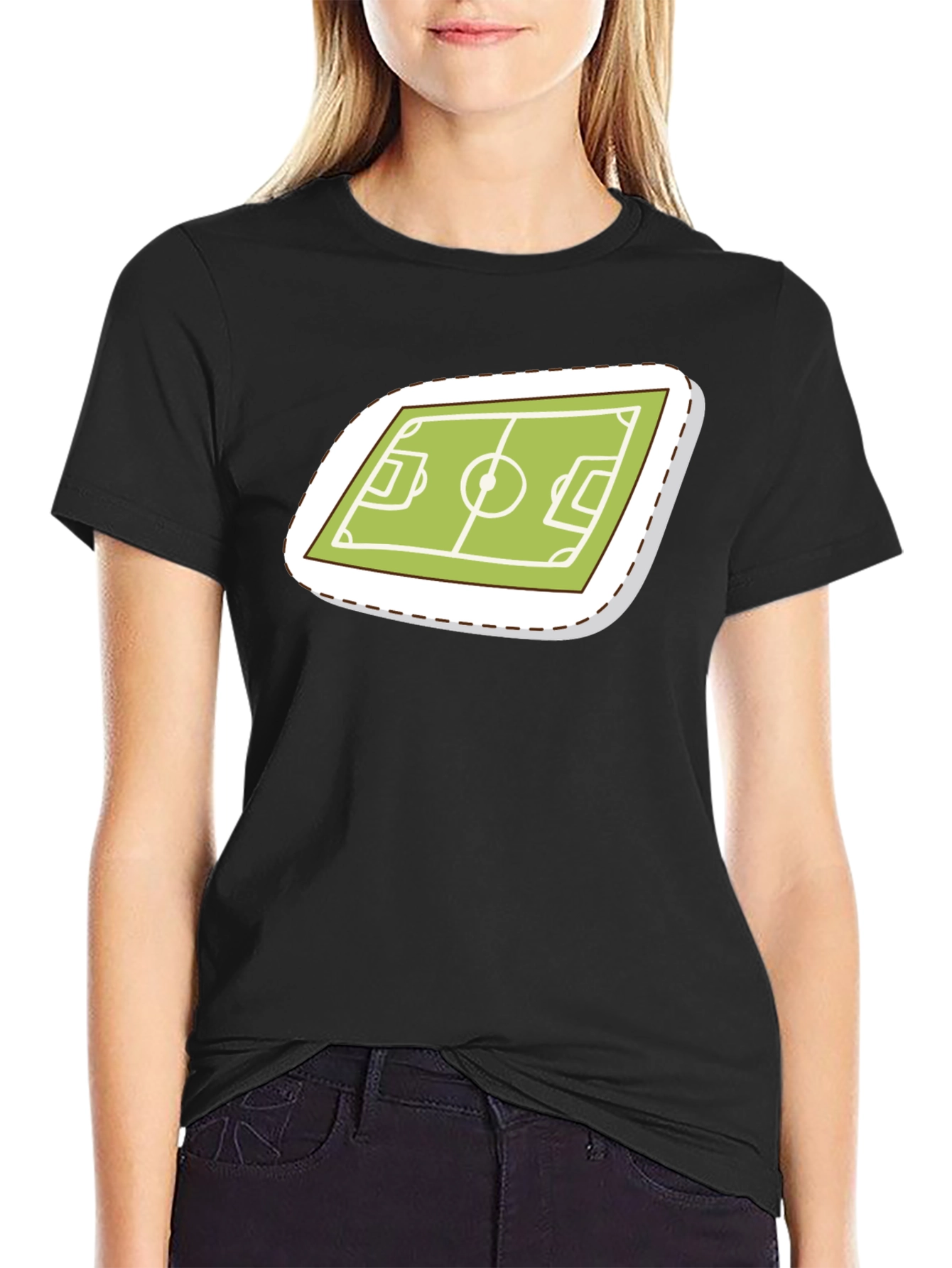 Soccer Field Graphic Tee - Sporty Black T-Shirt