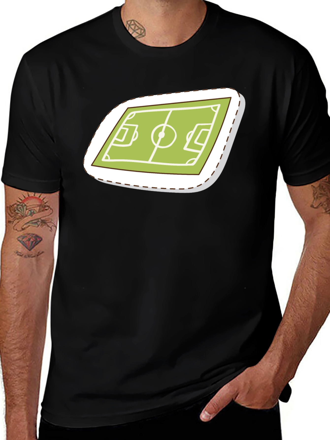 Soccer Field Graphic Tee - Sporty Black T-Shirt