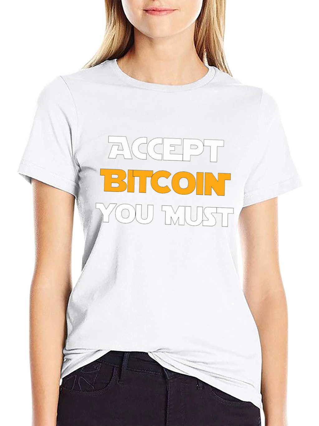Accept Bitcoin You Must Black Graphic Tee