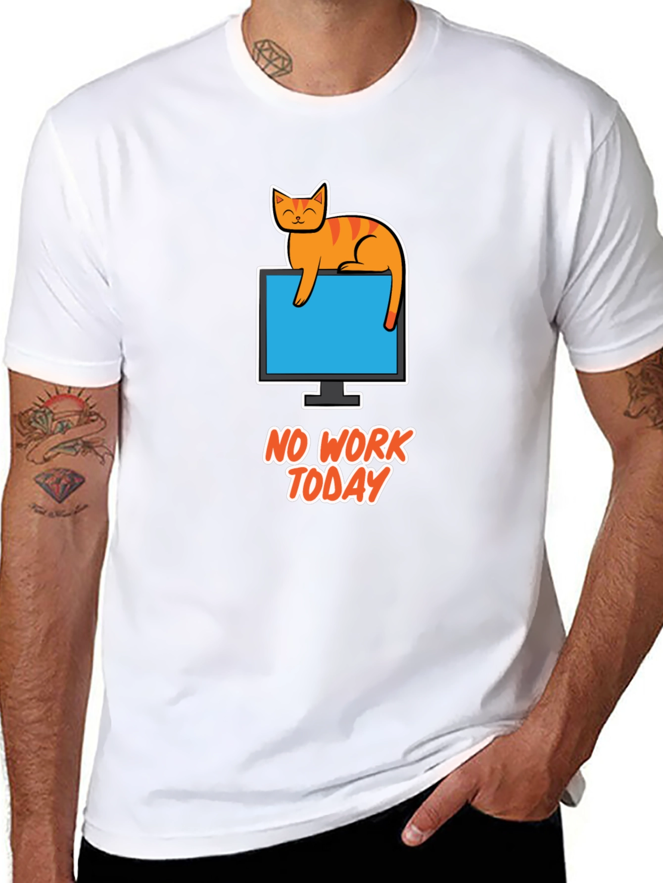 No Work Today Cat T-Shirt