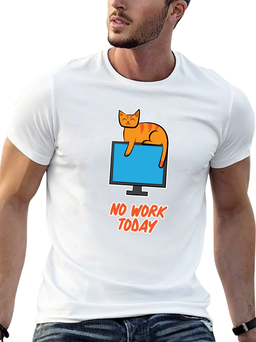 No Work Today Cat T-Shirt