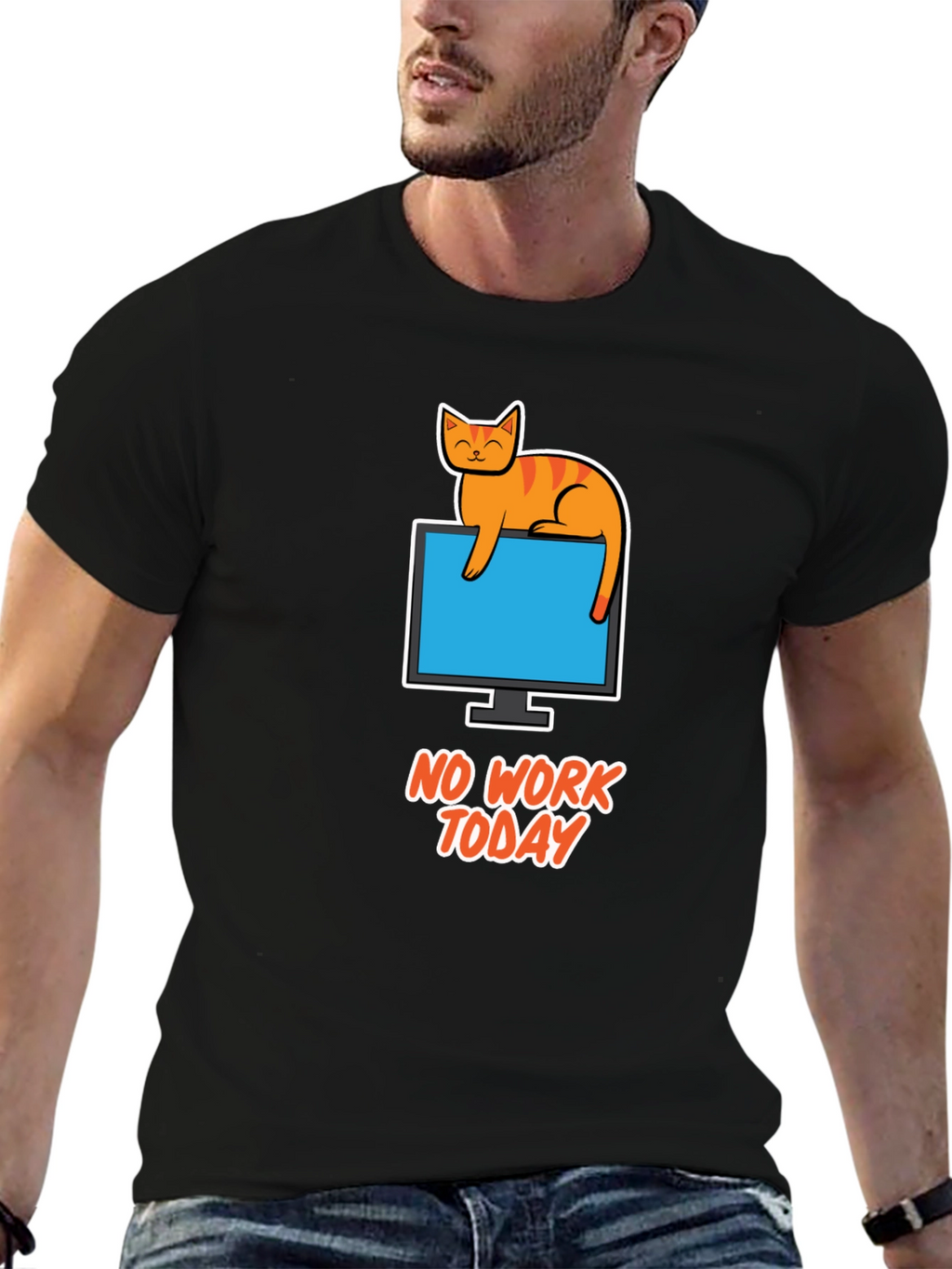 No Work Today Cat T-Shirt