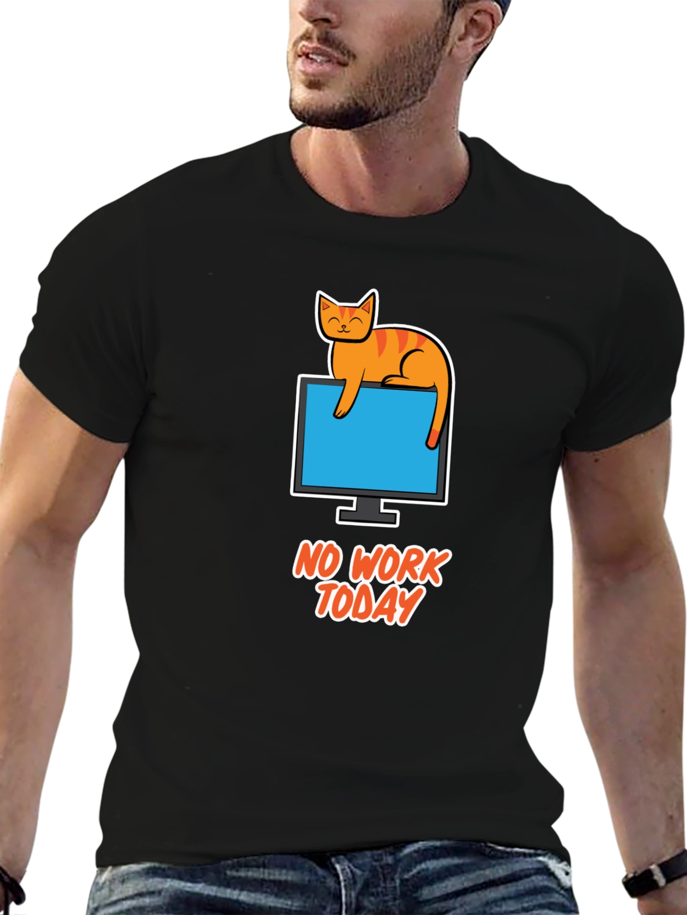 No Work Today Cat T-Shirt