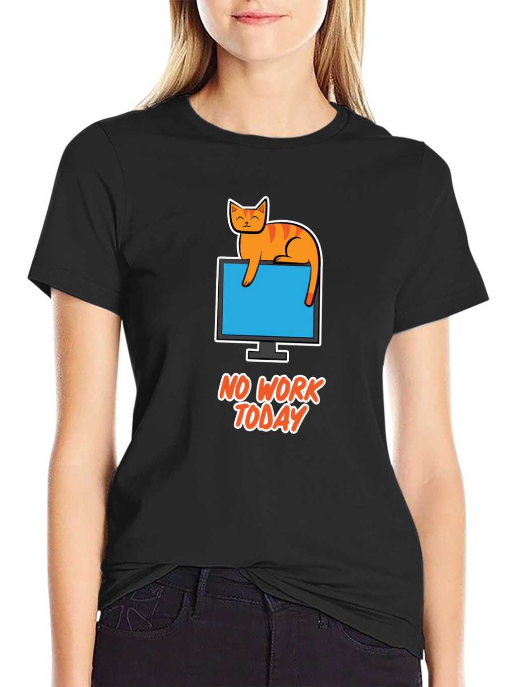 No Work Today Cat T-Shirt