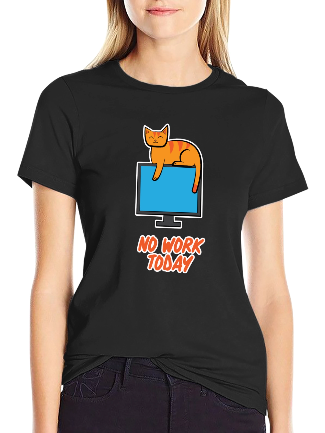 No Work Today Cat T-Shirt