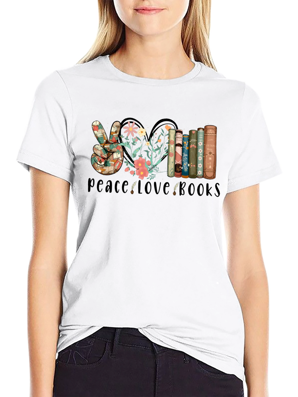 Peace Love Books Graphic T-Shirt