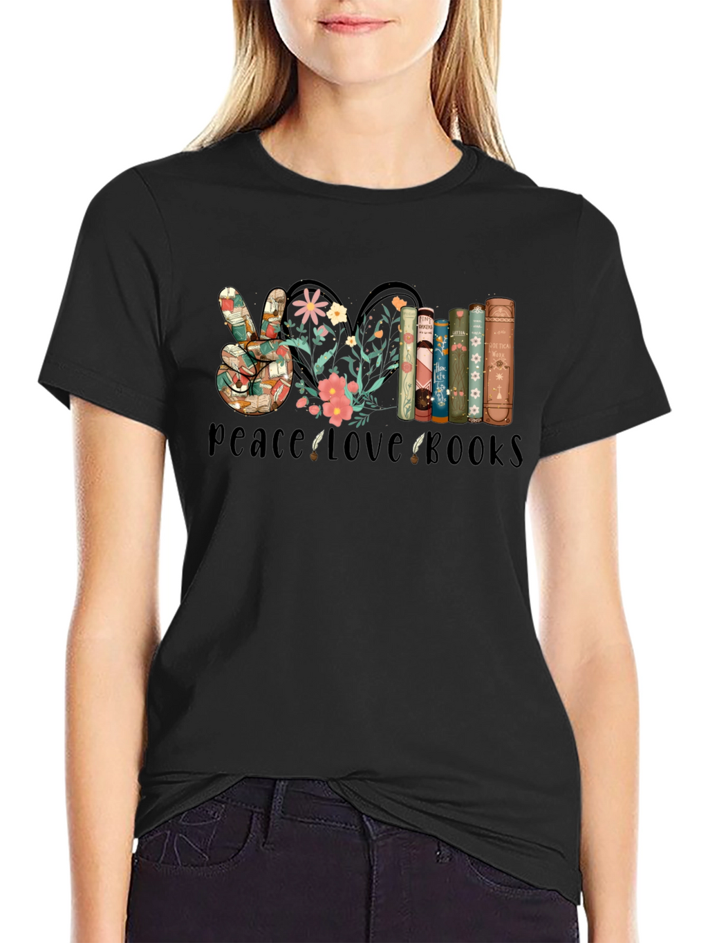 Peace Love Books Graphic T-Shirt