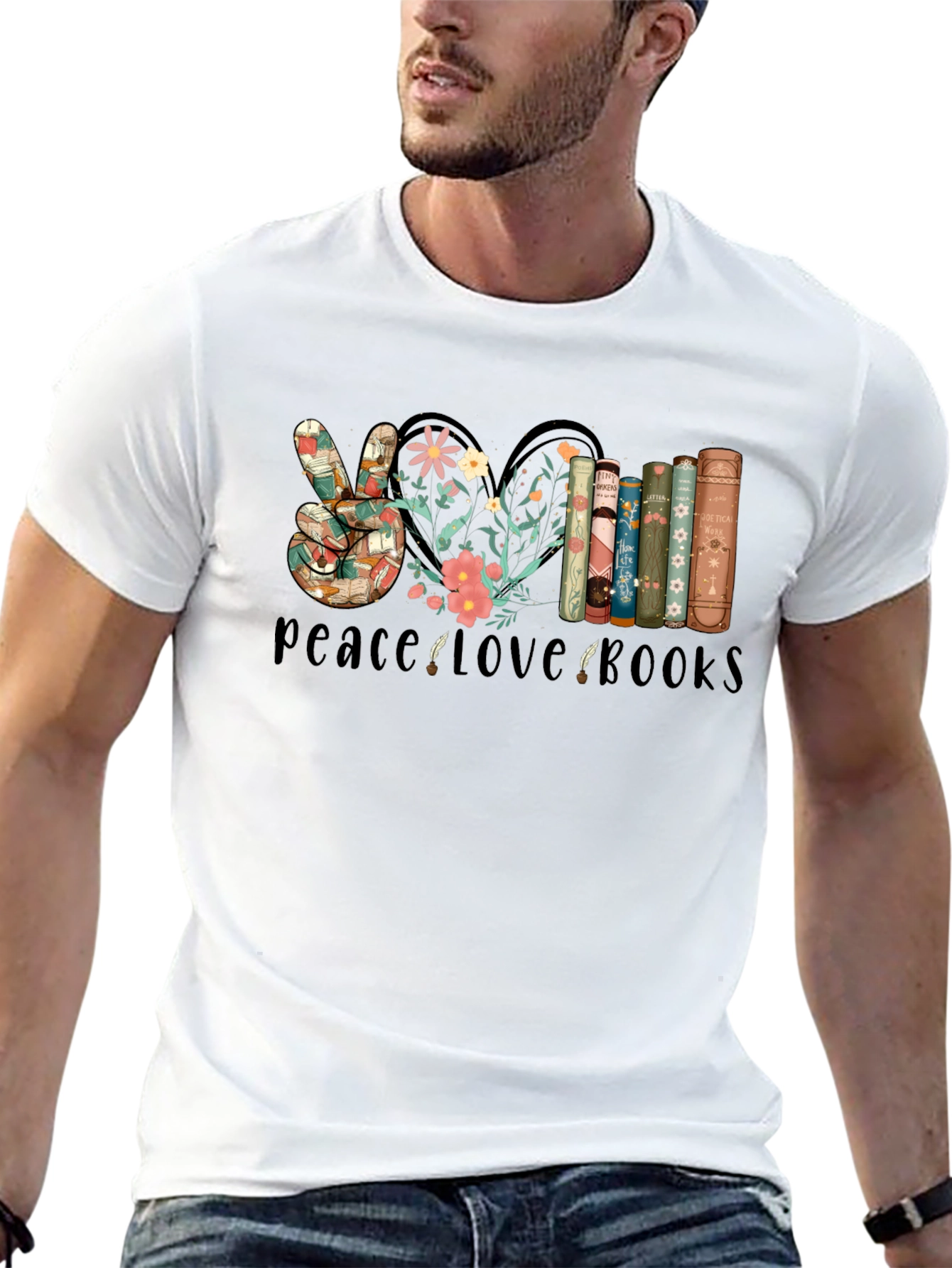 Peace Love Books Graphic T-Shirt