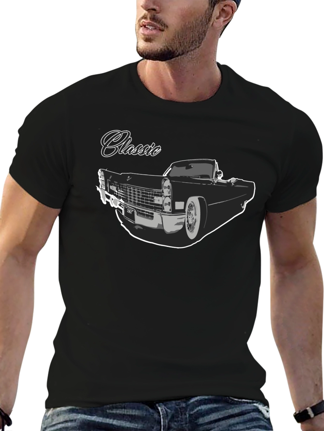Classic Car Graphic T-Shirt - Black