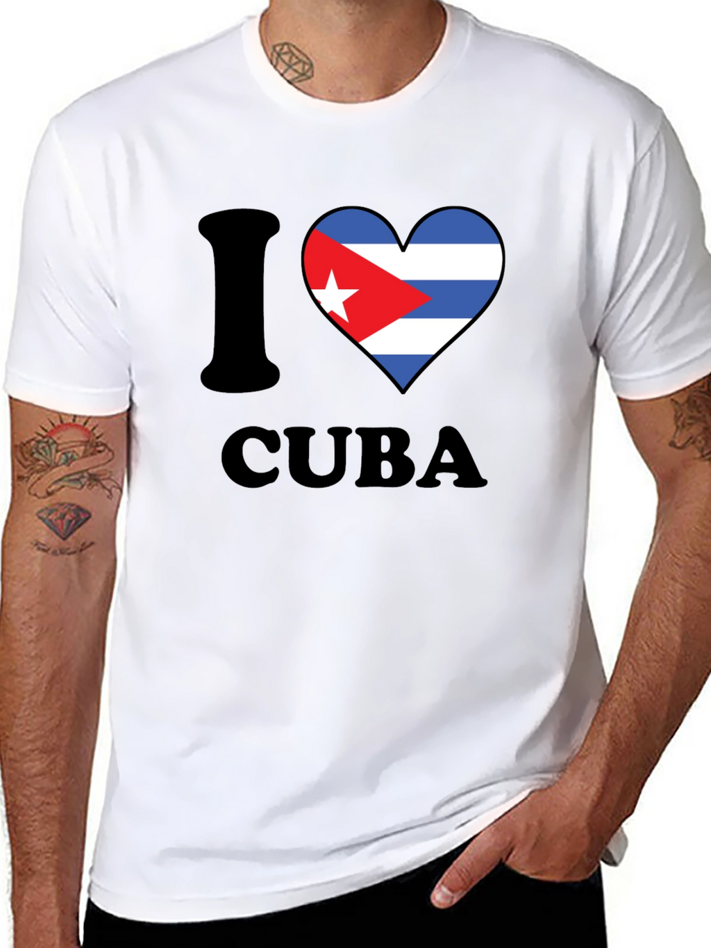 I Love Cuba T-Shirt Black Crew Neck