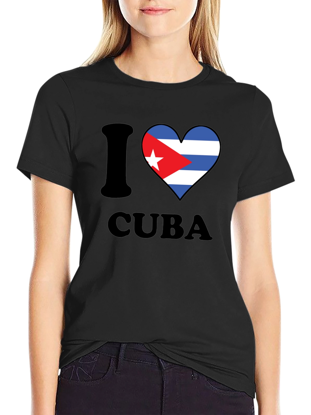 I Love Cuba T-Shirt Black Crew Neck