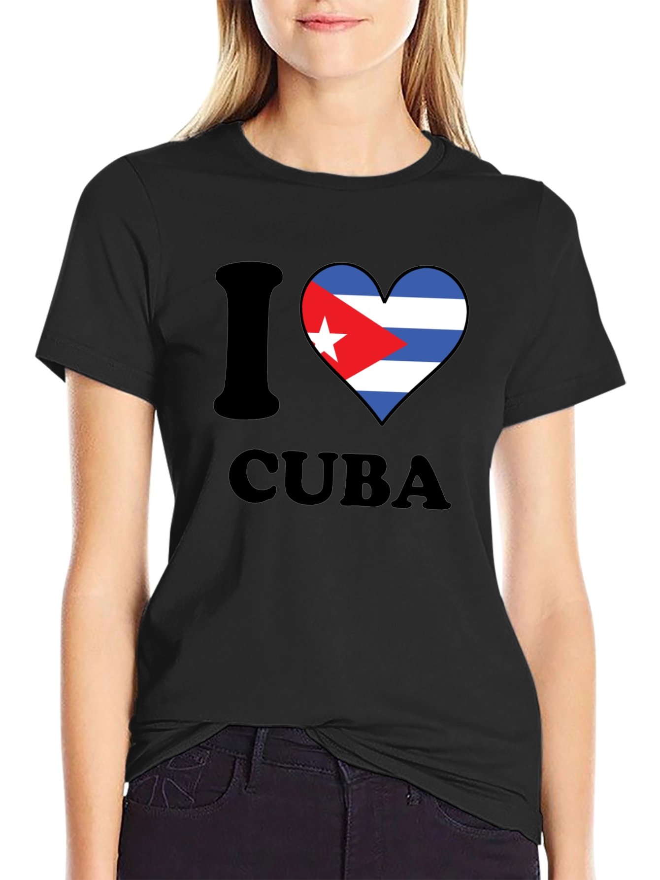 I Love Cuba T-Shirt Black Crew Neck