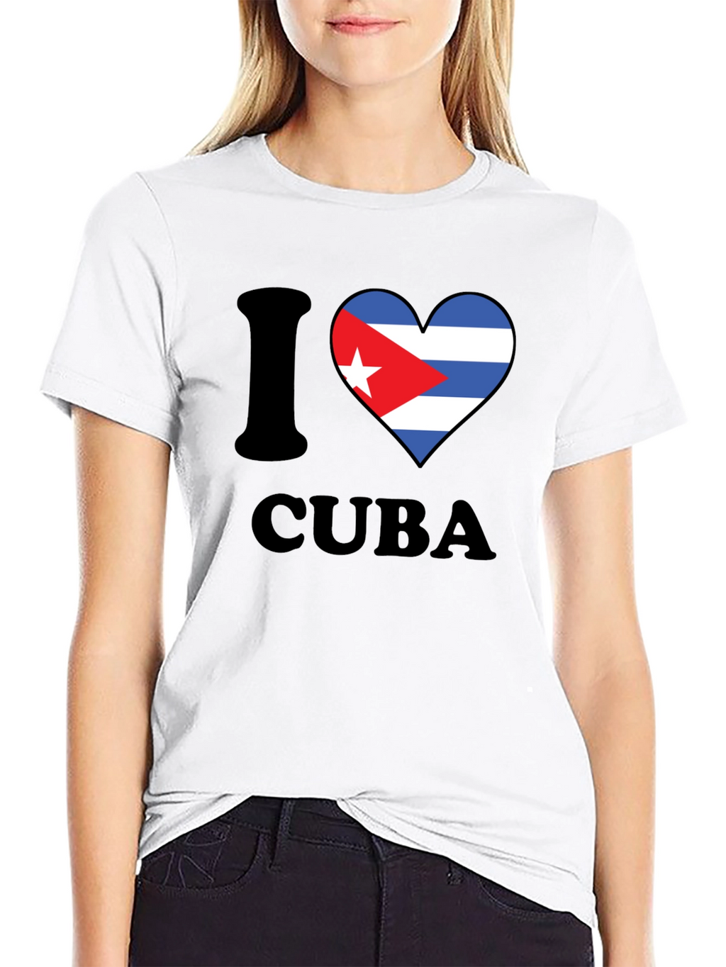 I Love Cuba T-Shirt Black Crew Neck