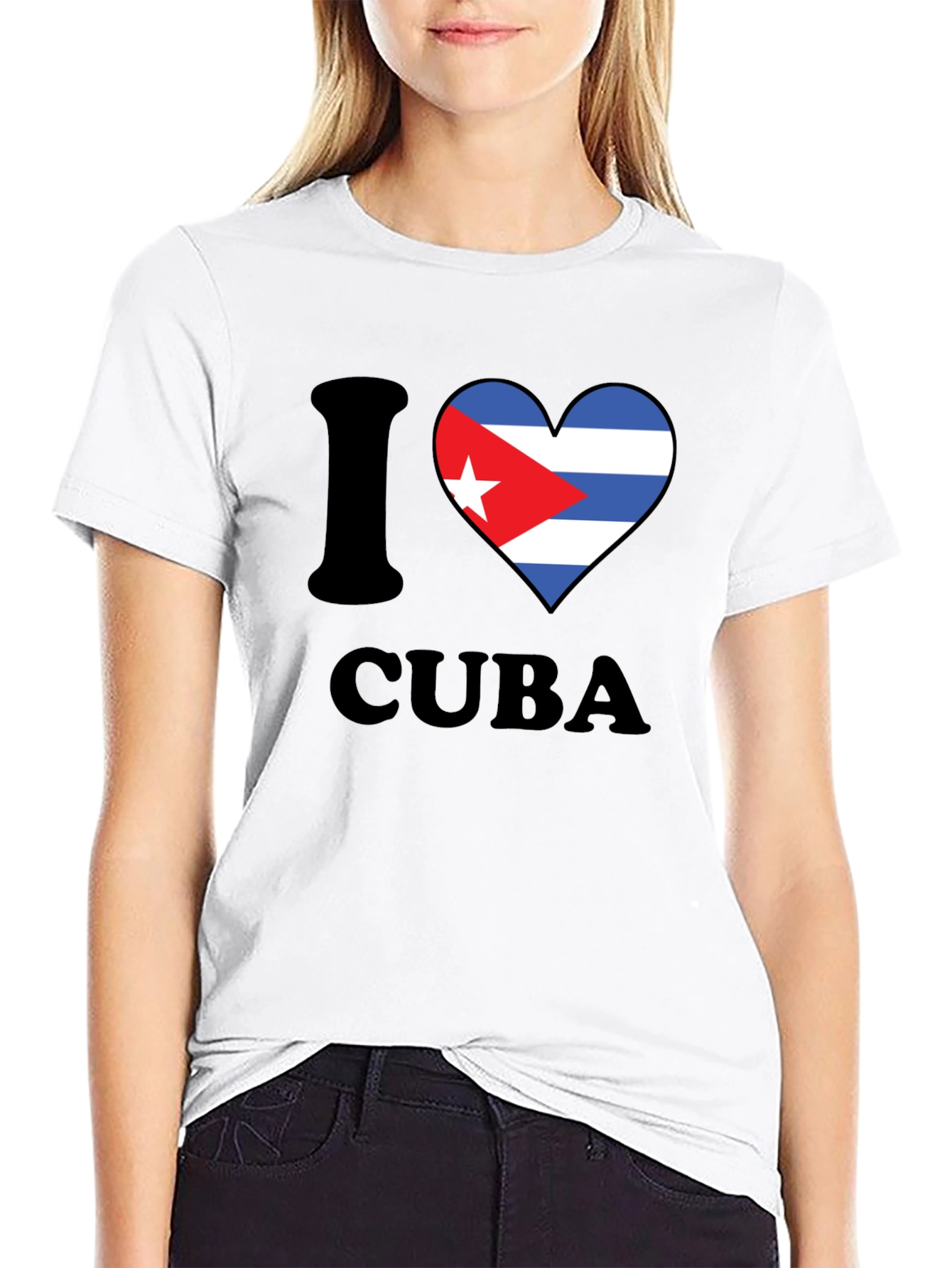 I Love Cuba T-Shirt Black Crew Neck