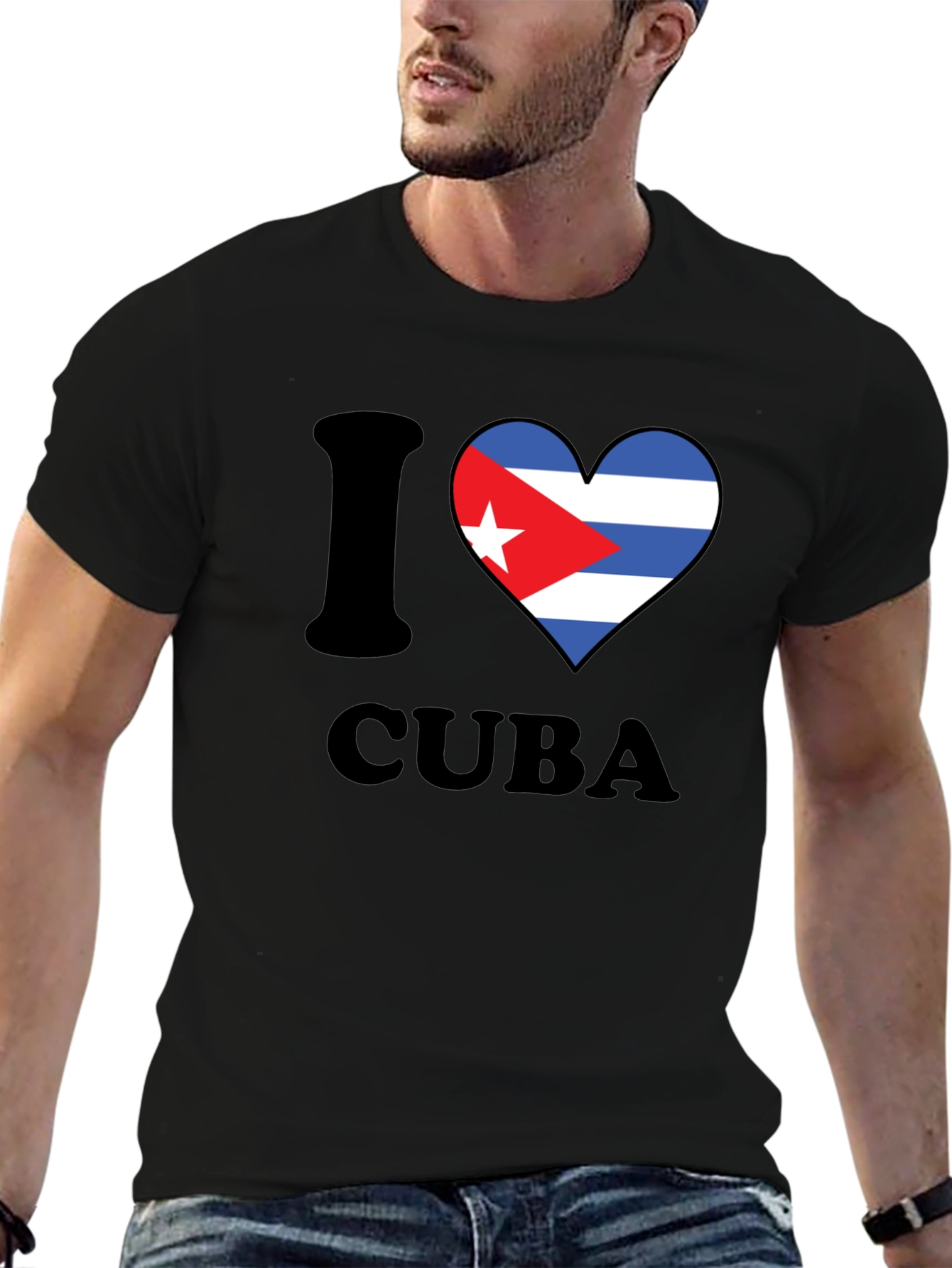 I Love Cuba T-Shirt Black Crew Neck