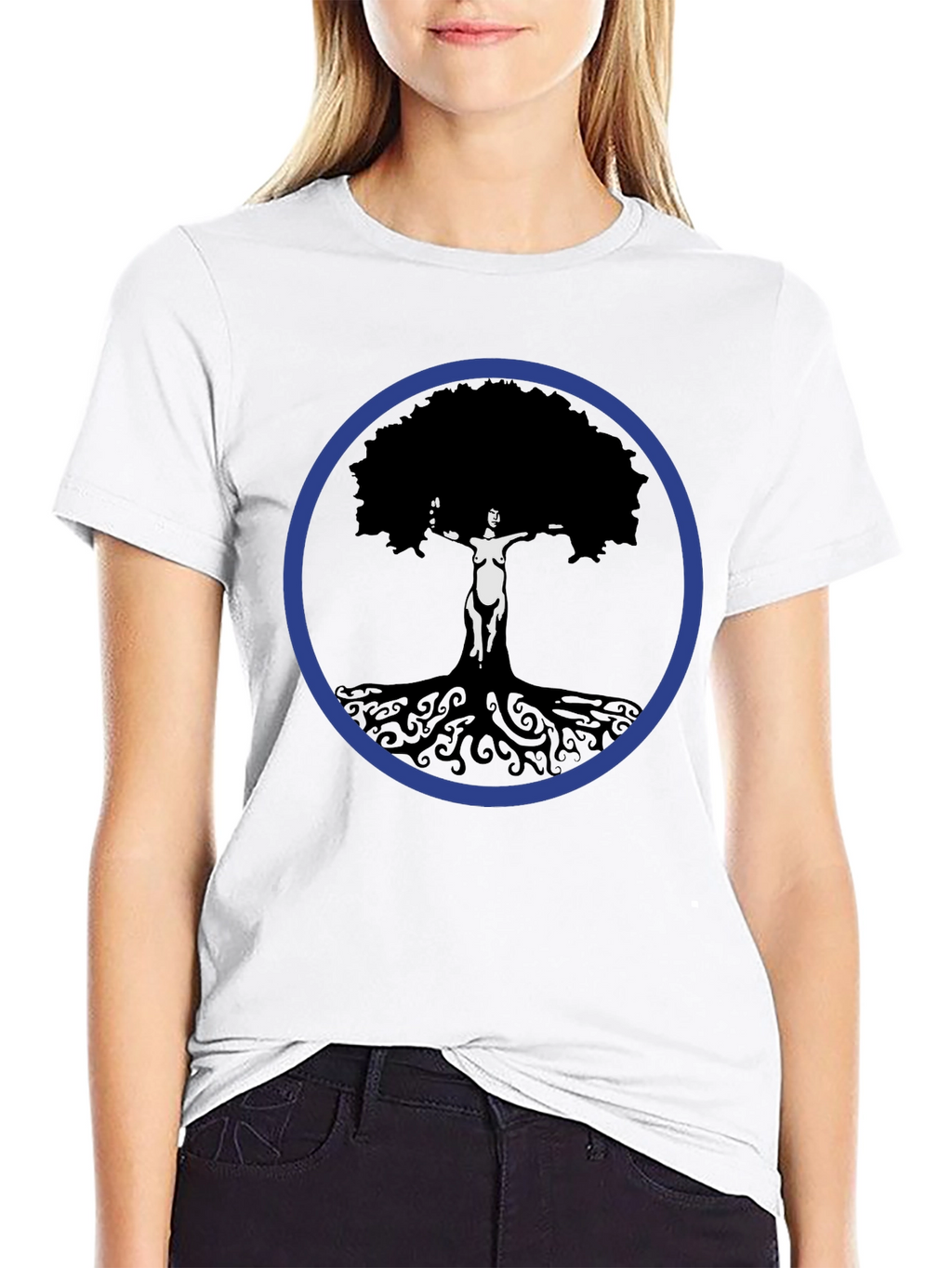 Tree Woman Graphic Tee - Black Cotton Blend