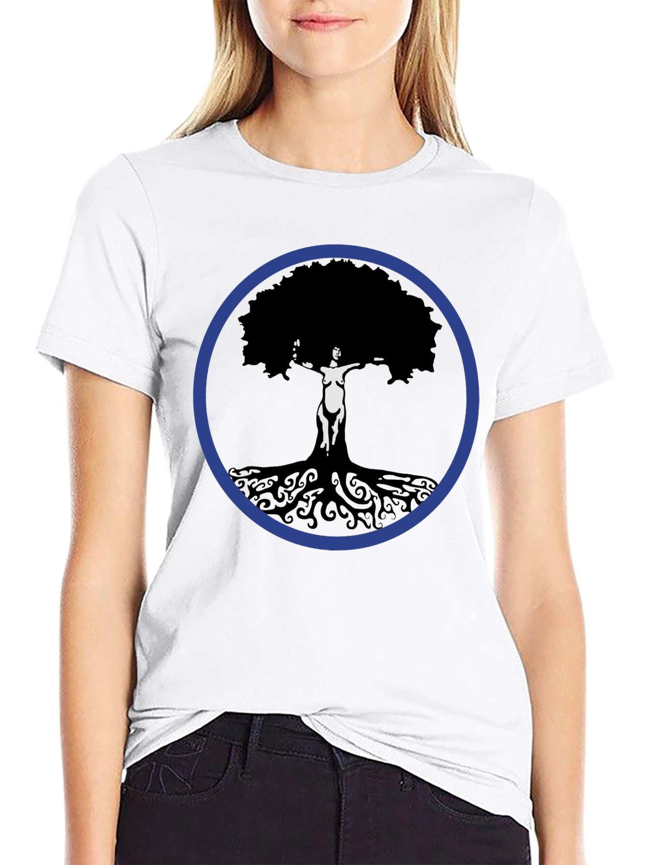 Tree Woman Graphic Tee - Black Cotton Blend
