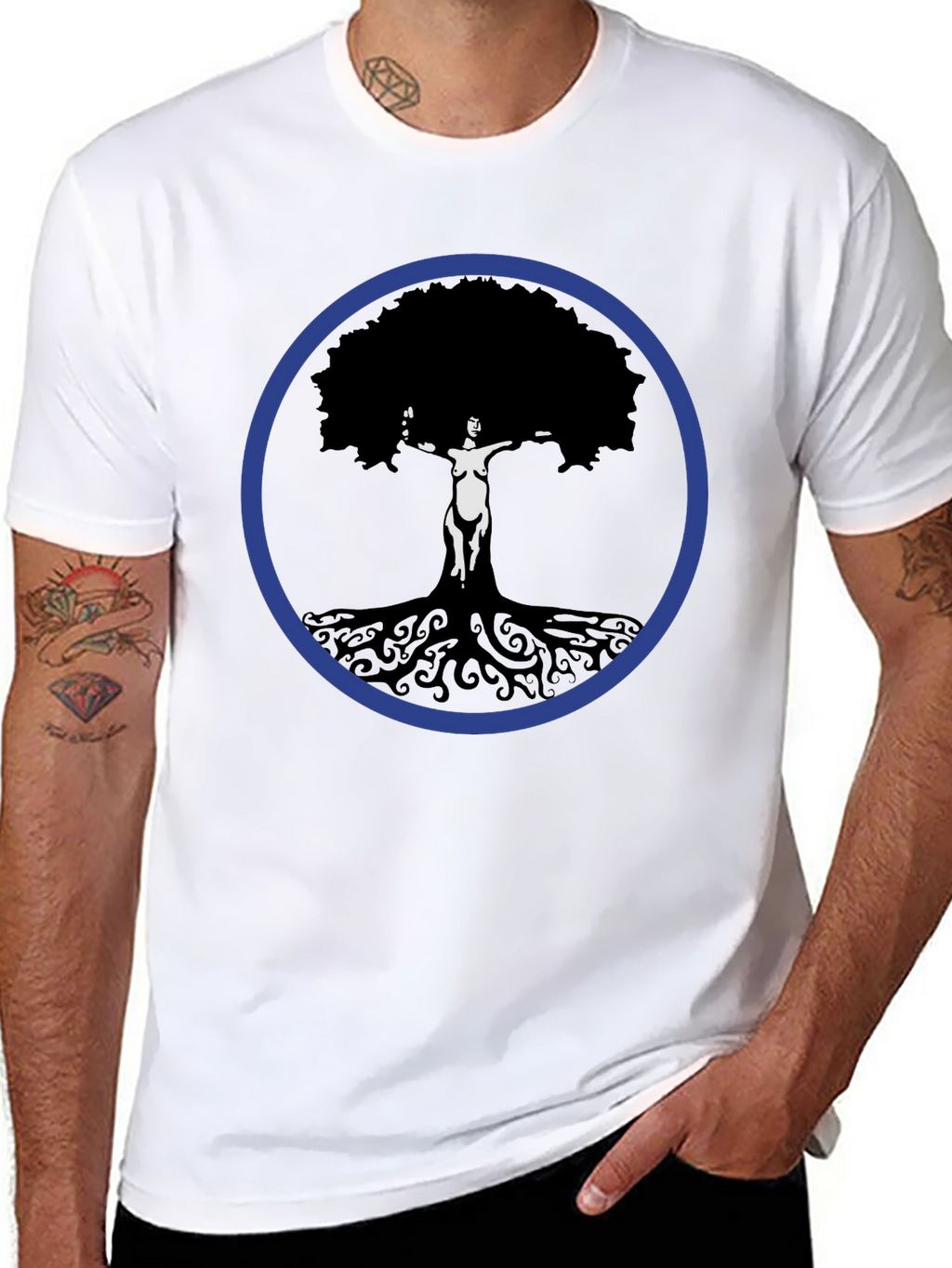 Tree Woman Graphic Tee - Black Cotton Blend