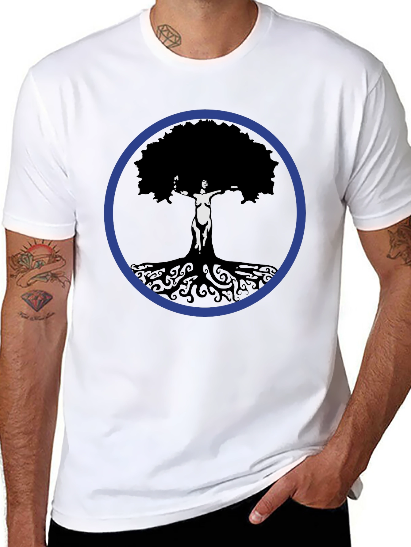 Tree Woman Graphic Tee - Black Cotton Blend