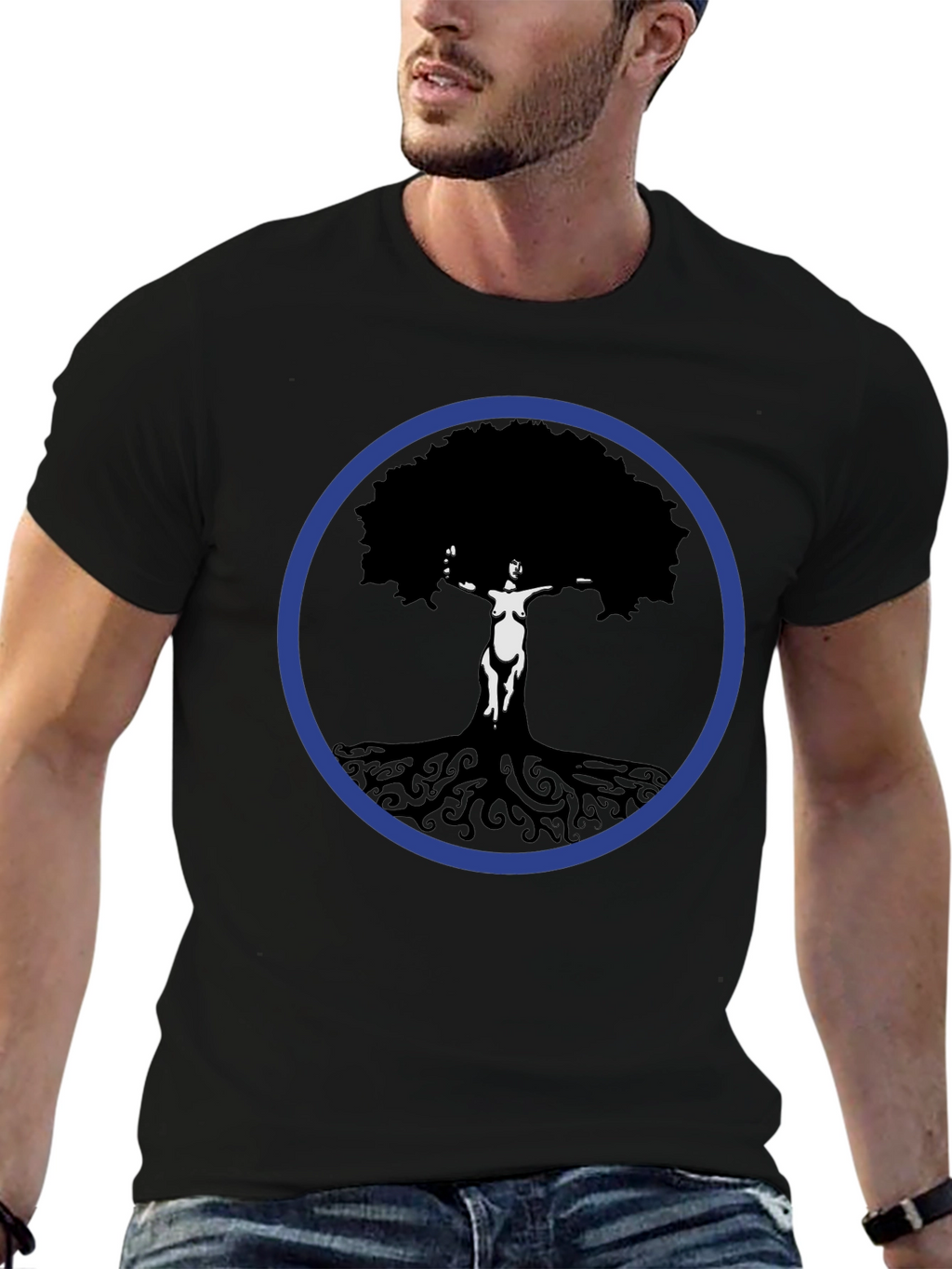 Tree Woman Graphic Tee - Black Cotton Blend