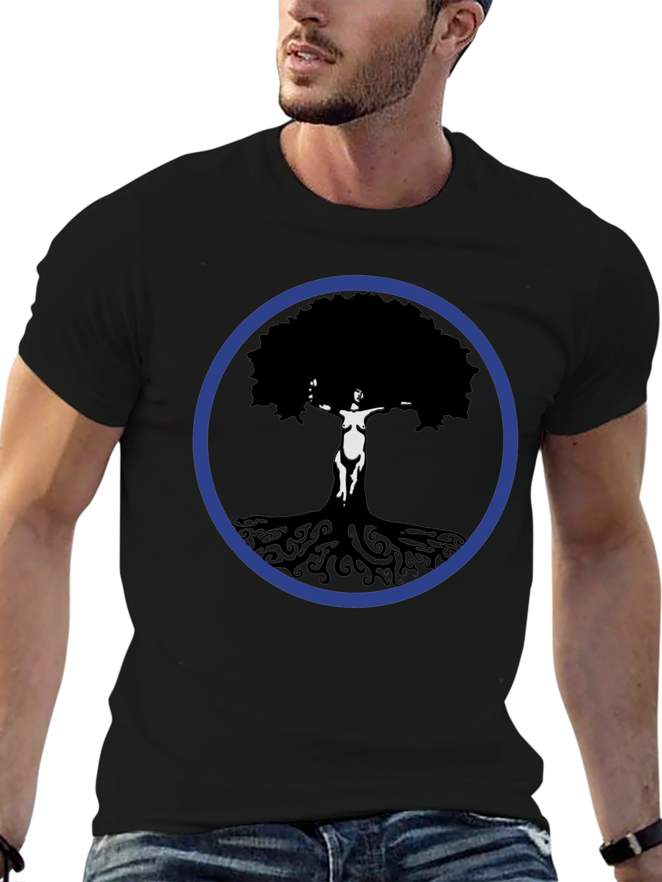 Tree Woman Graphic Tee - Black Cotton Blend