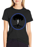 Tree Woman Graphic Tee - Black Cotton Blend