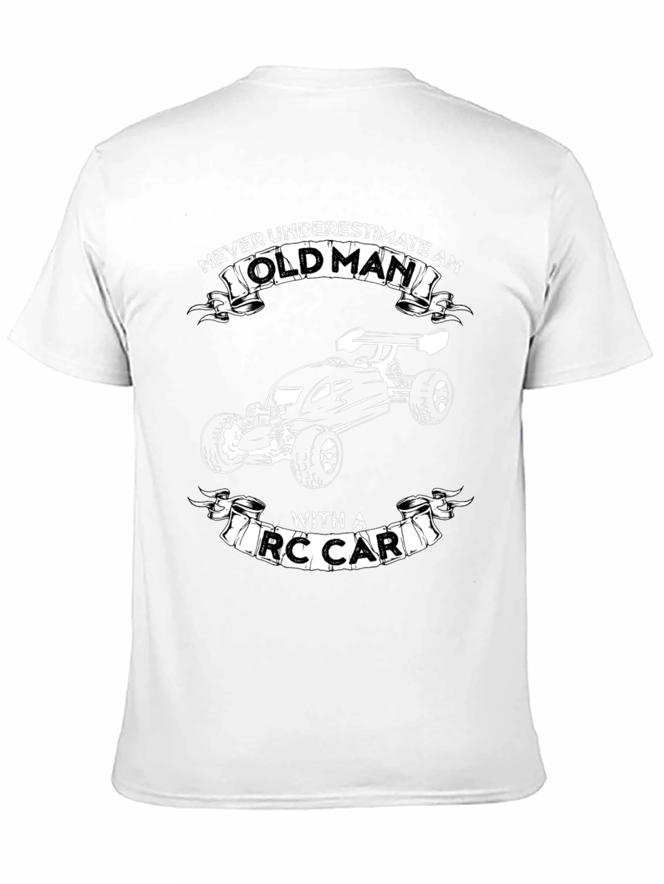 Never Underestimate Old Man RC Car Black T-Shirt