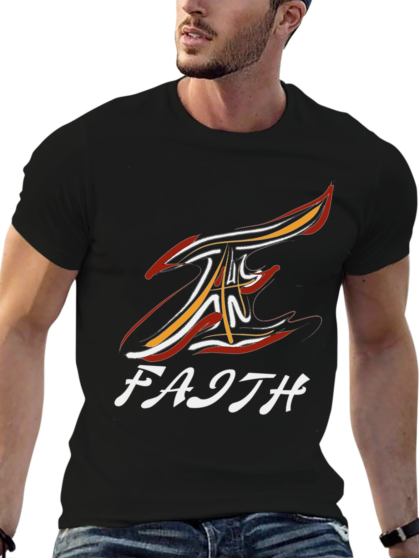 Faith Graphic Print Black T-Shirt