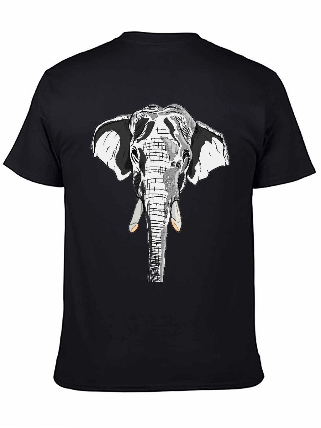 Elephant Graphic Print Black Cotton Tee