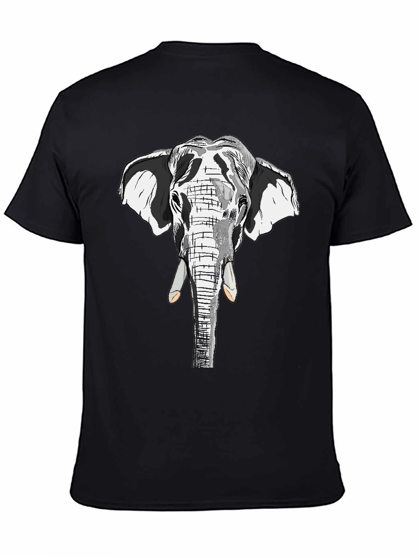 Elephant Graphic Print Black Cotton Tee