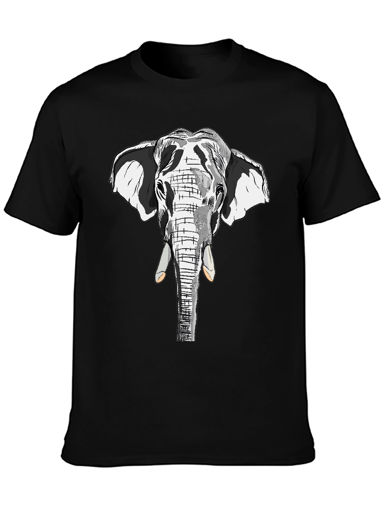 Elephant Graphic Print Black Cotton Tee